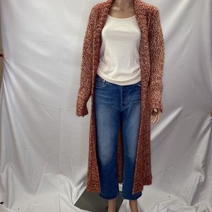 Vintage Midi Maxi Length Chunky Knit Wool/Mohair Cardigan Pockets SZ S Boho 90's